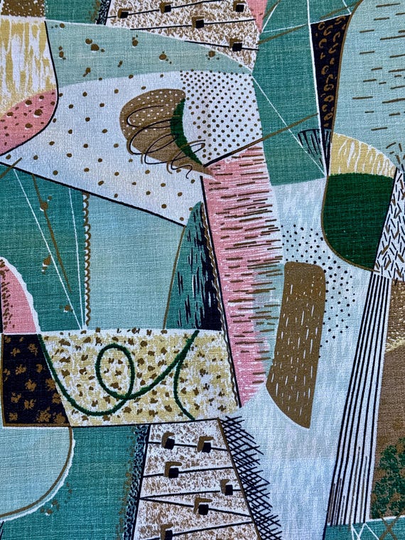 Outrageous 50s Mid Century Spectrum Atomic Miami Beach Barkcloth Vintage Fabric 6YDS Avail.