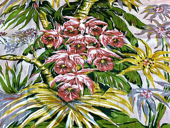 Los Angeles Dessert Yucca Barkcloth Satin Vintage Fabric Drape Curtain 1940's Luxe 6 Avail.