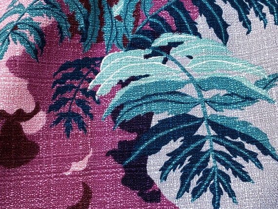 40's Hawaiiana Hibiscus ALOHA Barkcloth Vintage Fabric Drape Curtain Upholstery Cotton DIY Home 6 Avail.