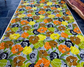 3YDS 1960's Citrus Sunshiny FLOWER POWER Upholstery Retro Vintage