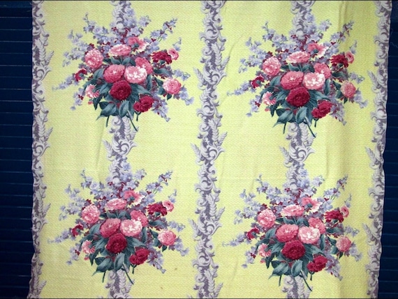 1930's Canary Yellow Cuddlecloth Cottage Vintage Barkcloth Fabric Drape Curtain for Pillows Home Decor Upholstery