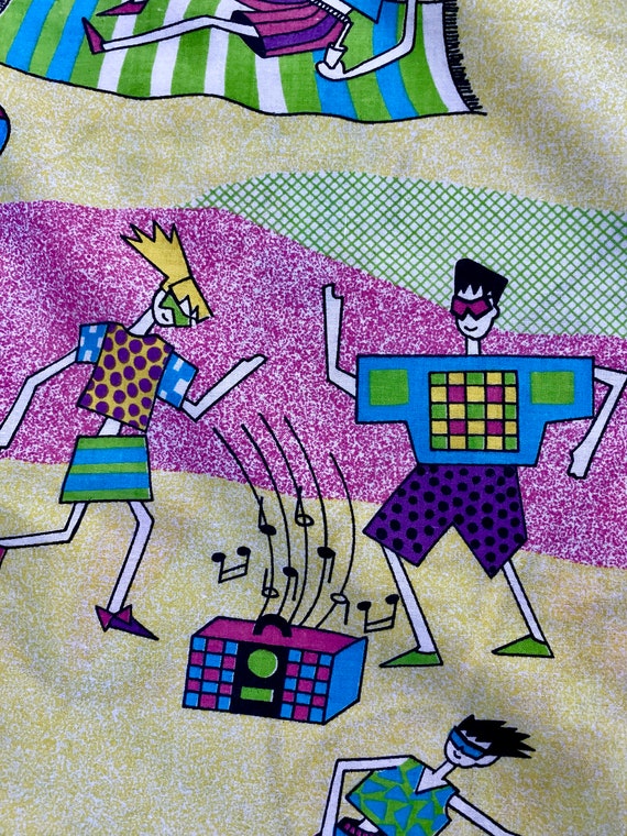 80's Beach Fever Punk Checkered Vintage Fabric Yardage 3YDS Avail.