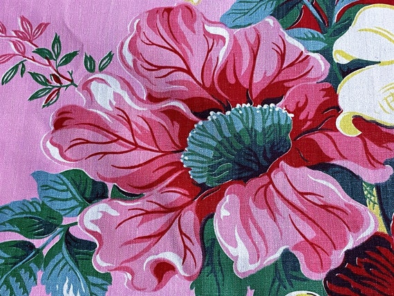 50's Wild Hawaiian Biomorphic on Bubble Gum Pink Vintage Fabric Yardage Mid Century Cottage 11YDS Avail.