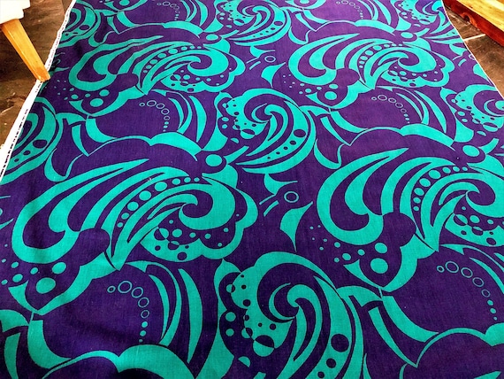 Op Art Mid Century 1960's Barkcloth Era Vintage Fabric Bubbly MERMAID Abstract 4YDS Avail.