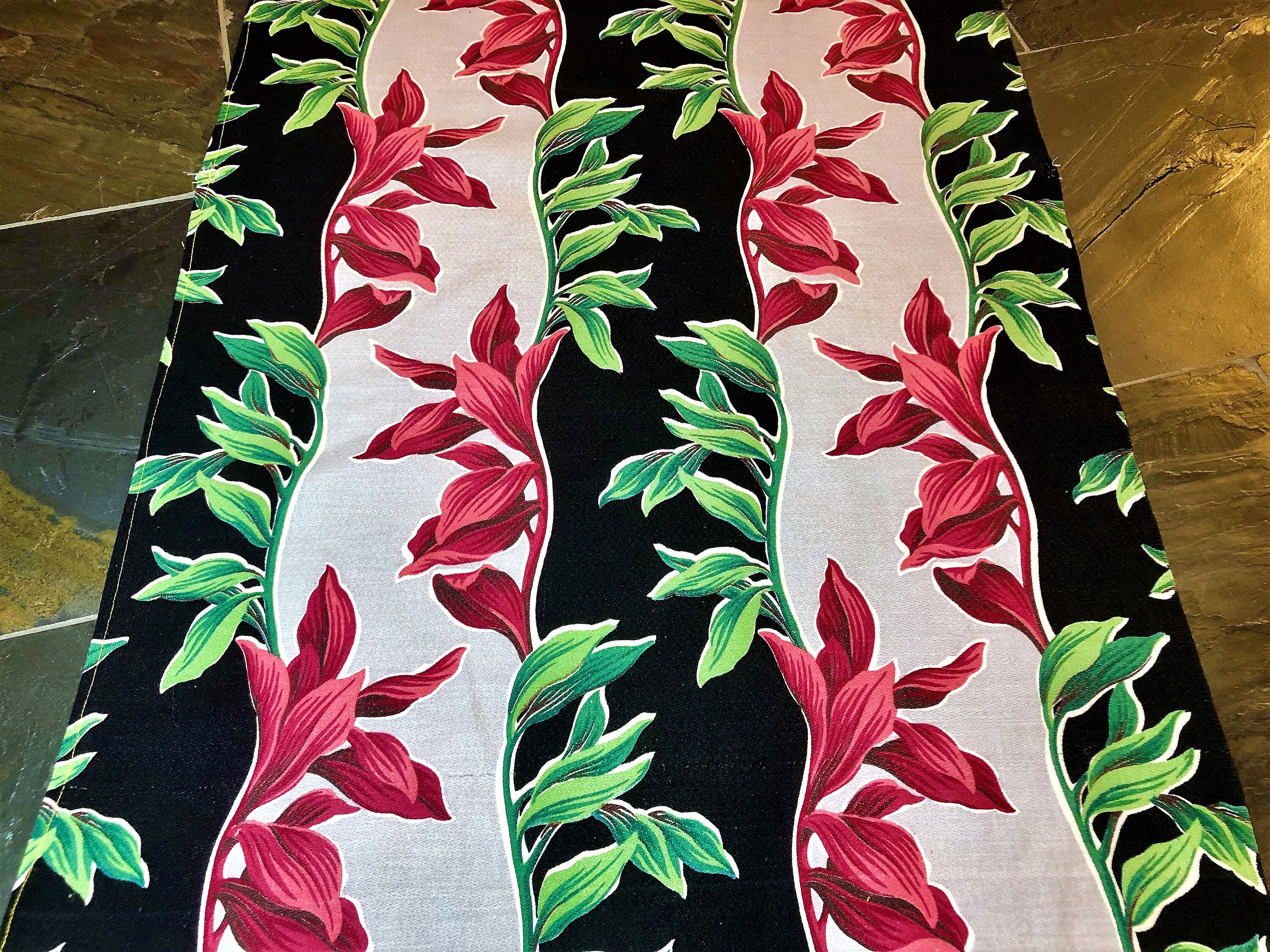 Art Deco Jungle Barkcloth Vintage Fabric Drape Curtain Miami Beach PILLOWS SALE