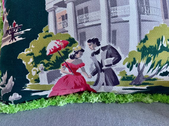 Luxe Antebellum "Society" 1930's Civil War Mid Century Barkcloth Vintage Fabric PILLOW
