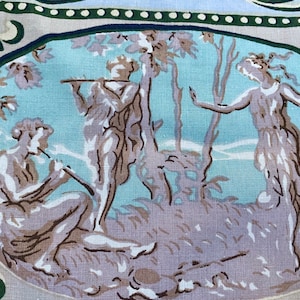 3YDS Romantic 40&#39;s Neoclassical Grecian Goddess&#39; Vintage Fabric Yardage 2 Avail.