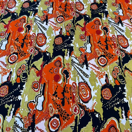 1971 Pucci-esque Tangerine Quartz Abstract Vintage Fabric shops Yardage 3YDS Avail.