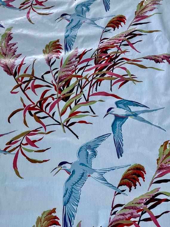 Design Flight Seagulls Coastal Maritime Barkcloth Era Chintz Vintage Fabric 10YDS avail.