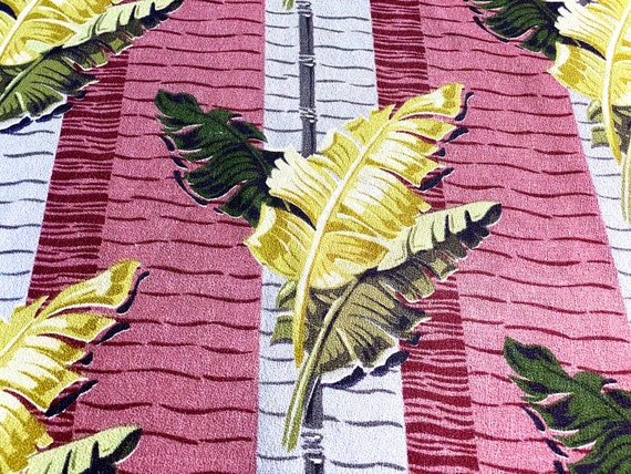 Banana Leaves Miami Beach Bamboo Barkcloth Vintage Fabric Drape