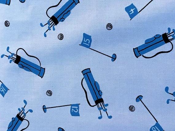 3.6YDS Novelty 50's KInetic Golf Clubs Vintage Circle Skirt Fabric Yardage