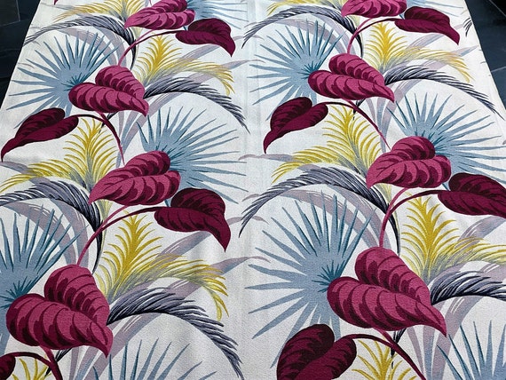 Art Deco Jewel of South Beach Miami 30's Barkcloth Vintage Fabric Yardage 3YDS Avail