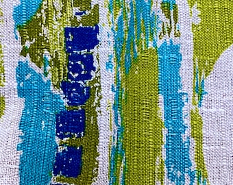 Danish Mod trifft Fantastische Hawaiianische Leinen ART 60's Vintage Stoff Meterware für Polster Home Decor 6YDS Avail.