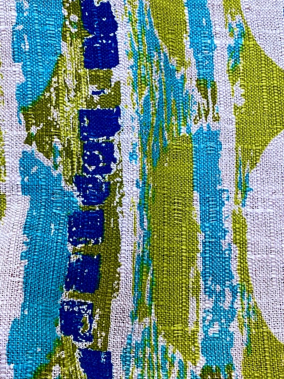 Danish Mod meets Fantastic California Hawaiian Linen ART 60's Vintage Fabric Yardage for Upholstery Home Decor 6YDS Avail.