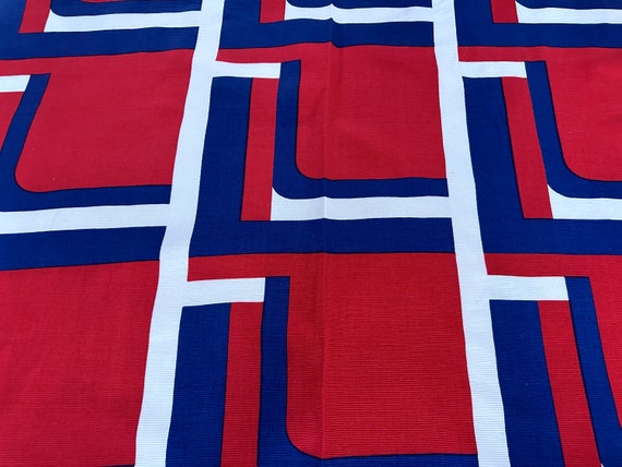 Iconic Patriotic MOD NOD to Abstract Plaid 70's Vintage Fabric Yardage