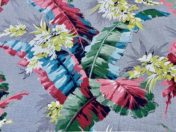 Hawaiian Aloha Floral Barkcloth Vintage Fabric Salesman Sample Island JuJu Vibe!