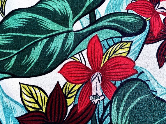 CoFabco Abstract Tropical Elephant Ear Barkcloth Fabric Old Stock Yardage 4YDS Avail.