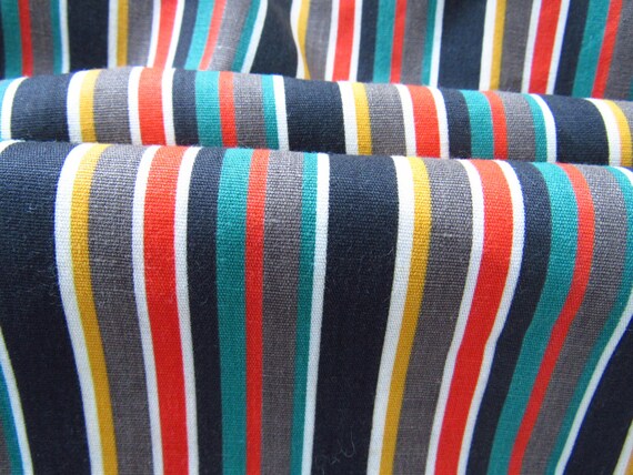 Cabana Stripe VTG Barkcloth Era Miami Beach Colors MCM Retro Drapery 1940's 1950's Dress Upholstery Weight Howard Johnsons Colors 10YDS Avai