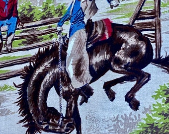 Yeeeee...Hawwwww! Cowboy Western Overload Vintage Fabric RODEO Yardage 5YDS Avail.