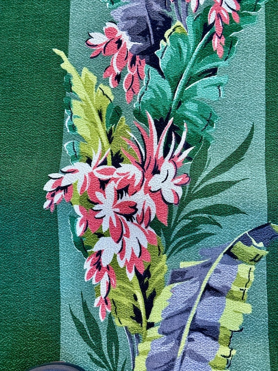 Waikiki Collides with Miami Beach Banana Leaf Barkcloth Vintage Fabric 7YDS Avail.