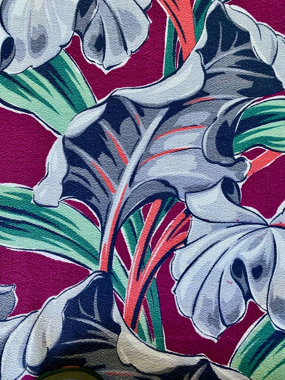 30's Miami Beach Art Deco CRAZEEE Philodendrons Barkcloth Vintage Fabric