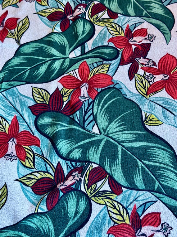 Deco CoFabco Abstract Tropical Caladium Barkcloth Vintage Fabric Yardage 4YDS Avail.