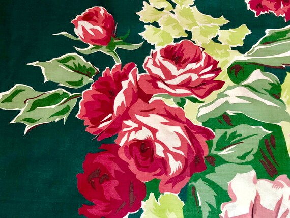 Exquisite Hollywood Floral Barkcloth Era Vintage Fabric GLAM LUXURY Cottage 1930's Yardage 9YDS Avail.