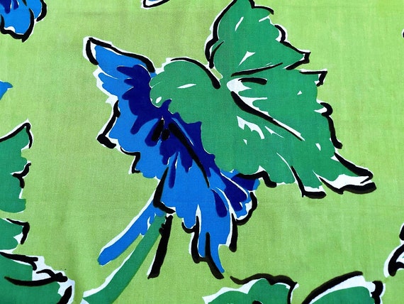 Crazy Tropical Leaves on Chartreuse Vintage Fabric Yardage 1940's Orig. Salesman Sample for Upholstery Home Decor Pillows