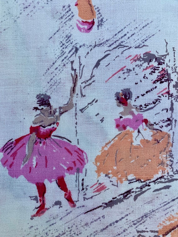 Dream Ballerina Paris Opera 1950 Vintage Fabric Yardage 12YDS Avail.