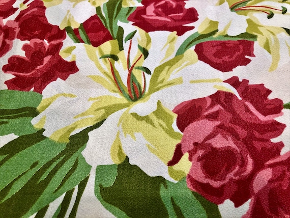Bermuda Lily Barkcloth Vintage Fabric Drape Curtains HOLLYWOOD REGENCY Style 4 Avail.