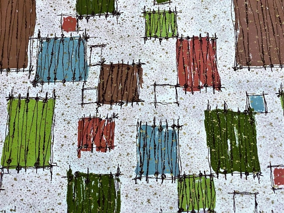 Intermezzo Abstract Blocks Barkcloth Era Vintage Fabric 1950's Waverly Yardage 4YDS Avail.