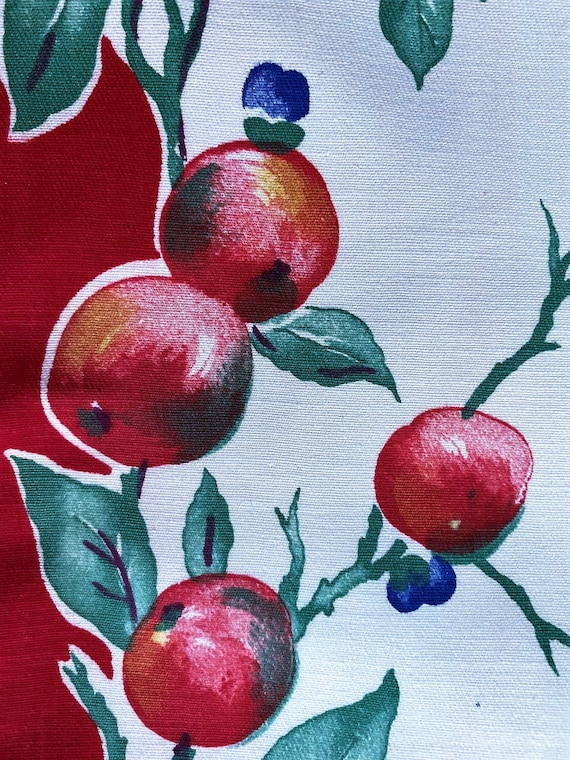 Cherry Tree Tea Towel Yardage Vintage Fabric 50s Mid Century Kitchen Linens 14YDS Avail.