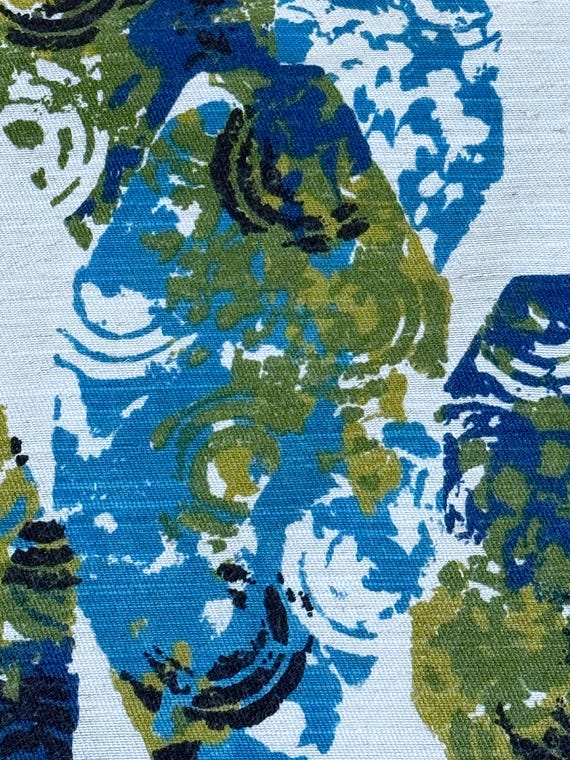 1960's Oceanic Verner Panton Style Op Art Mid Century Barkcloth Era Vintage Fabric 9YDS Avail