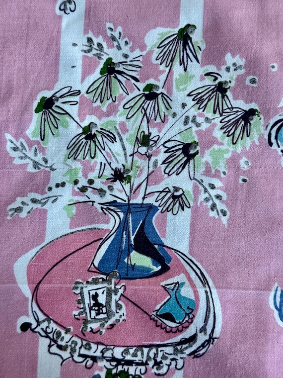 Gay Nineties Design Interlude CHAIRS Mid Century Barkcloth Era Vintage Fabric