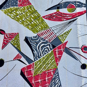 Abstract Kinetic 50&#39;s Mobiles Vintage Fabric Fiberglass & Lurex Curtain Drape for Mid Century Home Decor 2 Avail.