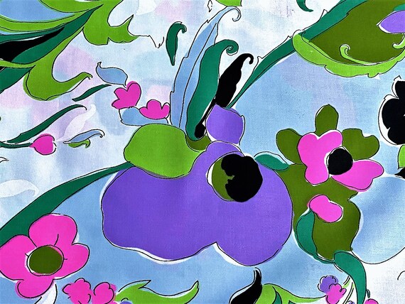 Emilio Pucci Incarnated 60's Abstract Floral Vintage Fabric Yardage Dress Scarf Garment