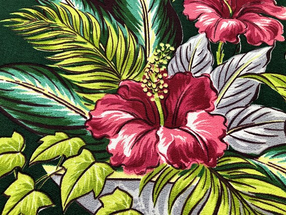 ORGASMIC Hawaii Tropical Barkcloth Vintage Fabric Drapes Curtains Hollywood Regency Eatra Long!!   2 Avail.