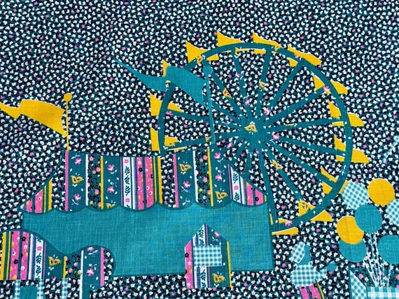 2.7YDS CONEY ISLAND 50's Circle Skirt Yardage Vintage Fabric for Novelty Clothing Home Decor
