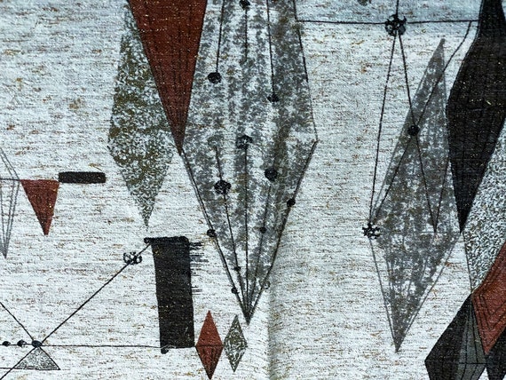 2+YDS Design INTERPLAY Atomic Barkcloth Vintage Fabric Yardage 1950's Mid Century for Upholstery Home Decor Drapery