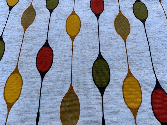 1960's 70's Danish Mod Psychedelic Tear Drop Shapes Op Art Vintage Fabric 4YDS Avail.