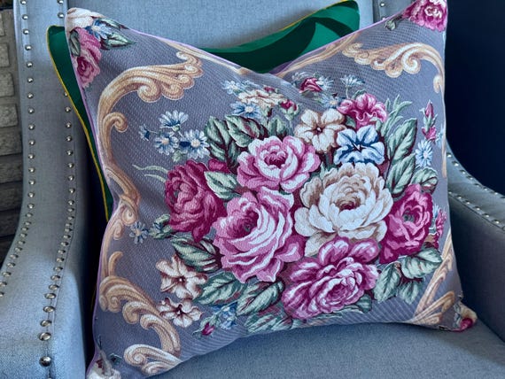Lavender Dreams! Neoclassical Hollywood Regency Barkcloth Vintage Fabric Mid Century PILLOW