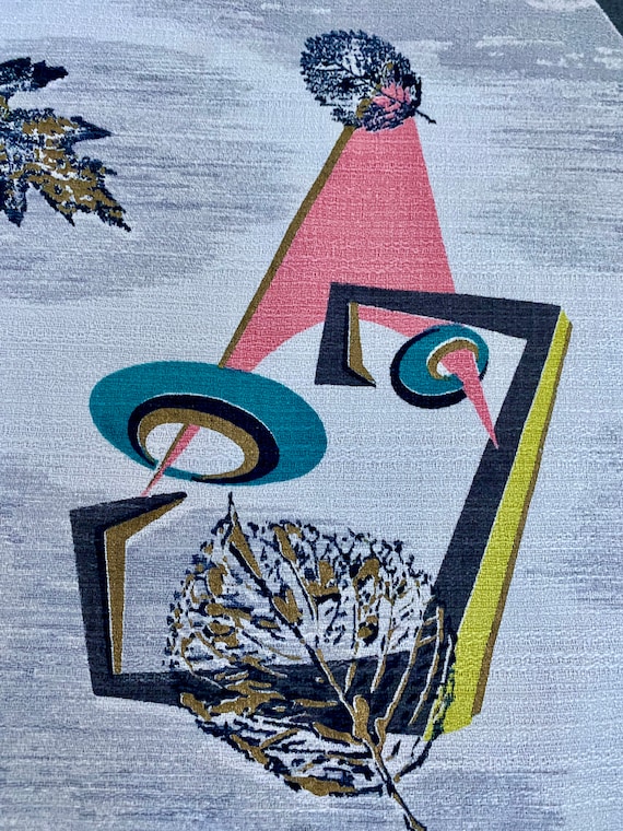 2.3YDS Epitome of South Beach Mid Century 1950 Deco Vintage Atomic Fabric Yardage