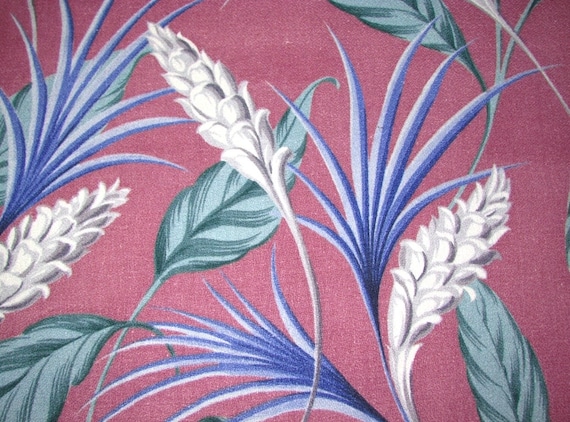 30’s Miami Beach Pink & Periwinkle Design Colusa Vintage Barkcloth Fabric for Upholstery Home Decor Pillows