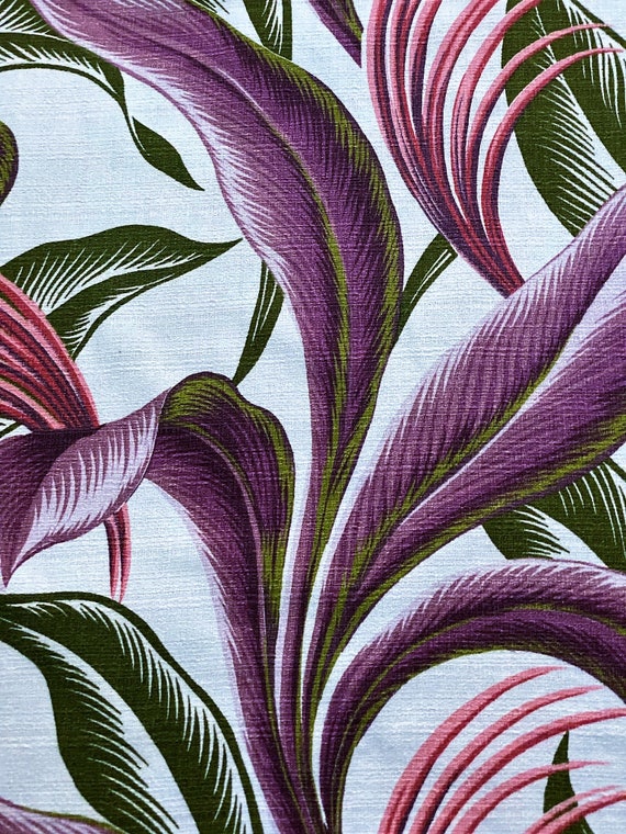 Tropical Pride of Art Deco South Beach Miami 30's 40's Barkcloth Vintage Fabric Drape Curtain