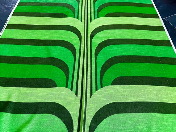 Multitude of Limes & Grassy Greens 1970’s Op Art Upholstery High Design Vintage Fabric 19YDS Avail BTY