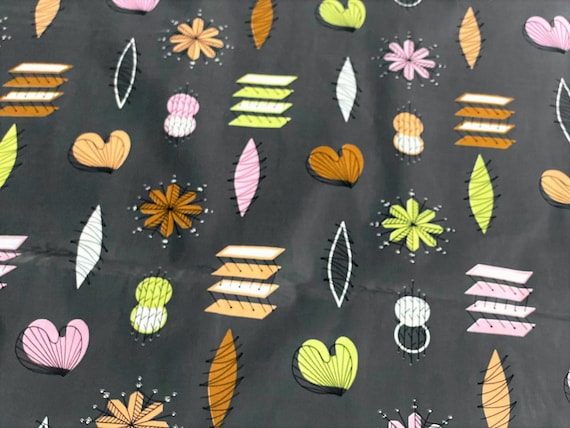 Miro Style Cosmic Atomic Biomorphism Vintage Fabric Everglaze Chintz Yardage Space Age 12YDS Avail.