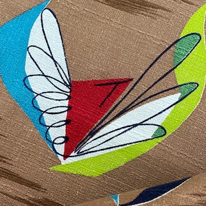 Kinetic Mid Century Atomic Boomerang Vintage Barkcloth Fabric Unused Yardage