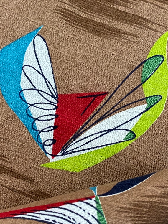 Kinetic Mid Century Atomic Boomerang Vintage Barkcloth Fabric Unused Yardage