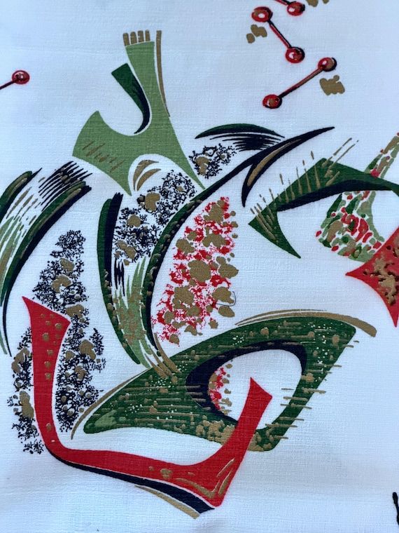 JACKS Atomic BOOMERANG Sputnik Space Age Mid Century Barkcloth Vintage Fabric Avail.