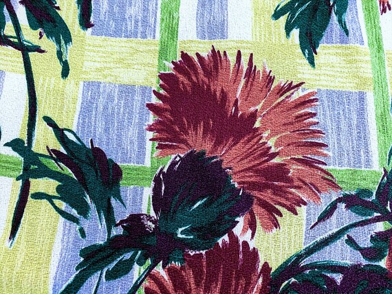 Biomorphic South Beach Citrus Abstract Plaid Vintage Fabric Yardage 1940's 4YDS Avail.